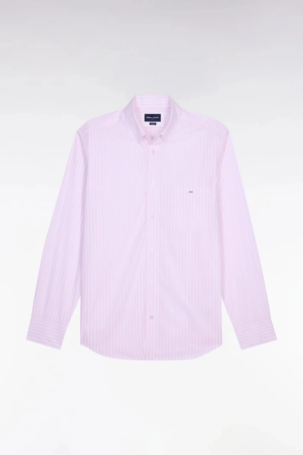 Chemise en coton rose à rayures bâtons