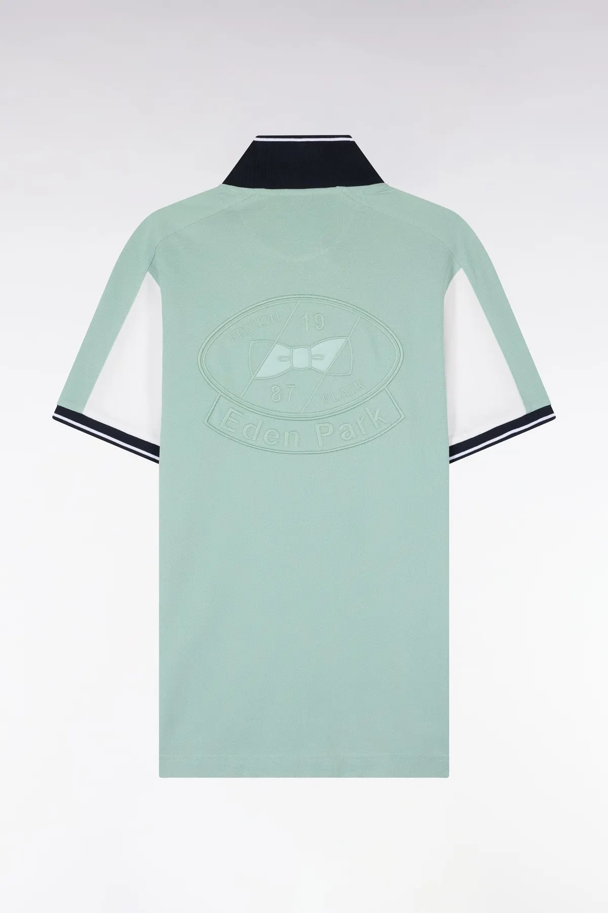 Polo à manches courtes en coton vert eau brodé coupe regular