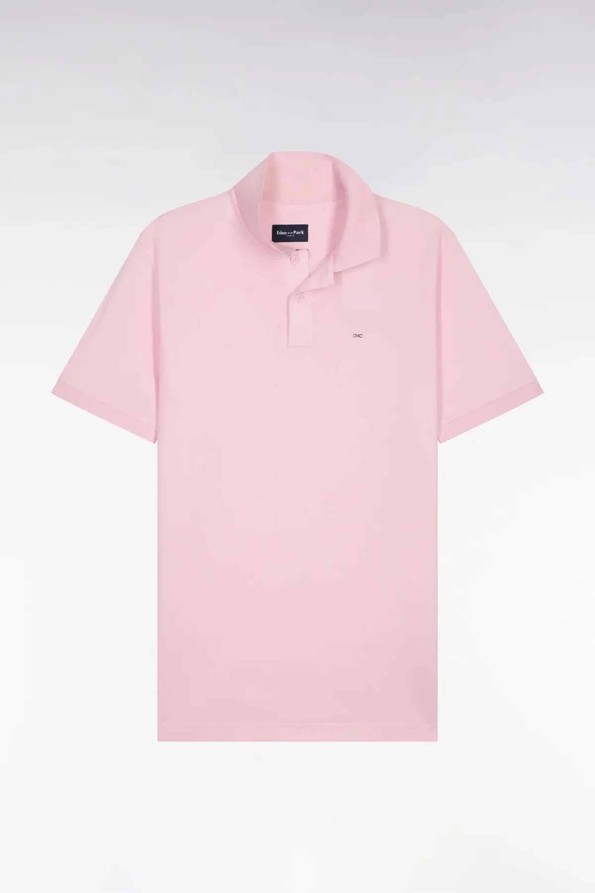 Polo à manches courtes en coton rose clair coupe regular