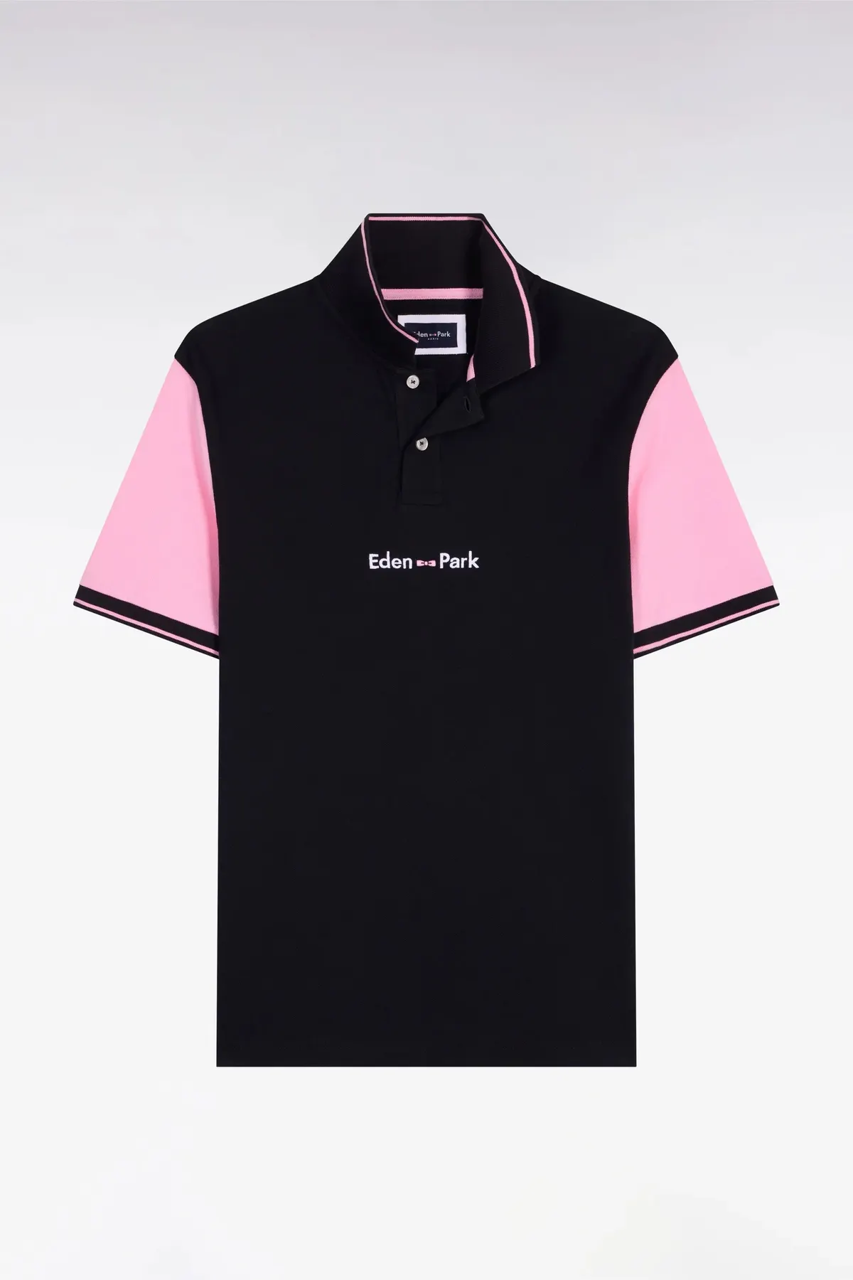 Polo à manches courtes en coton marine broderie Eden Park coupe regular