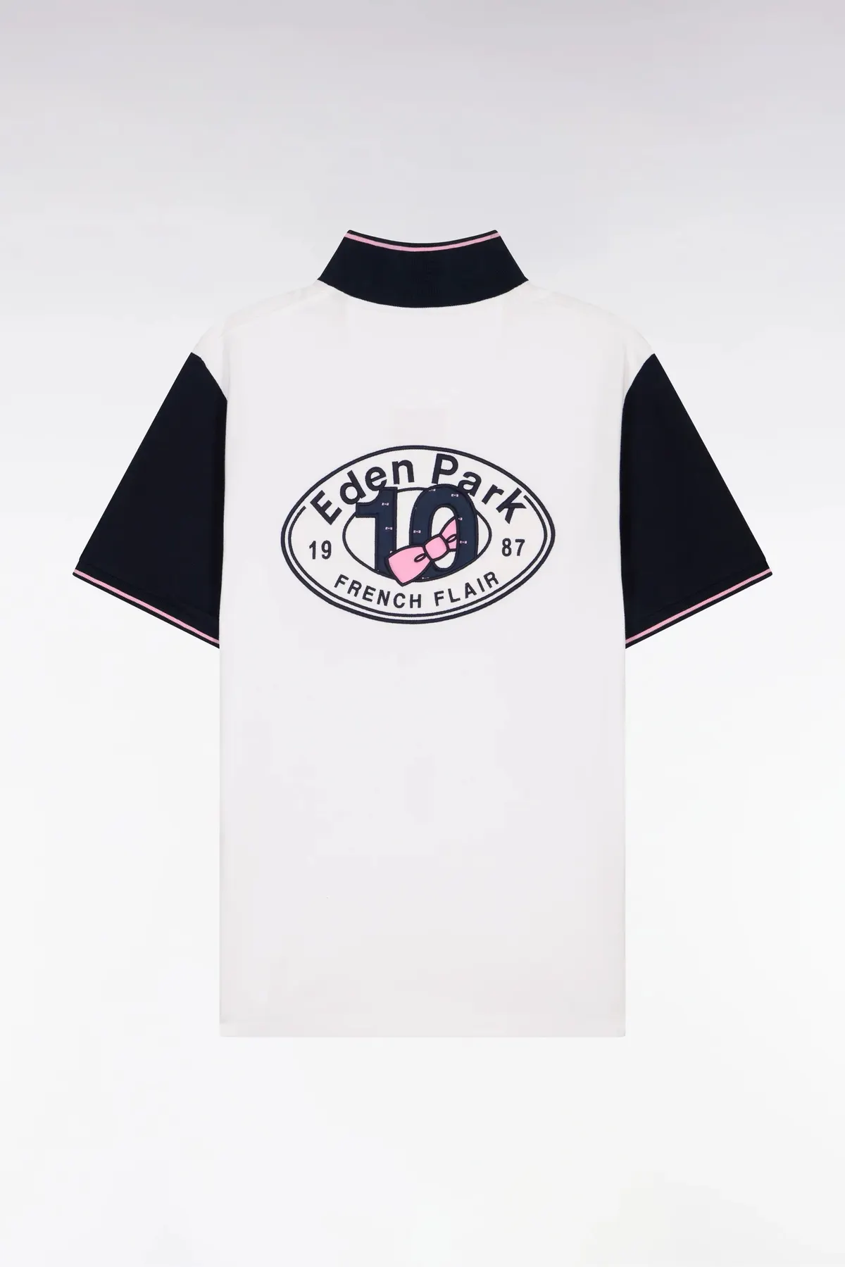 Polo à manches courtes en piqué coton blanc broderie dos