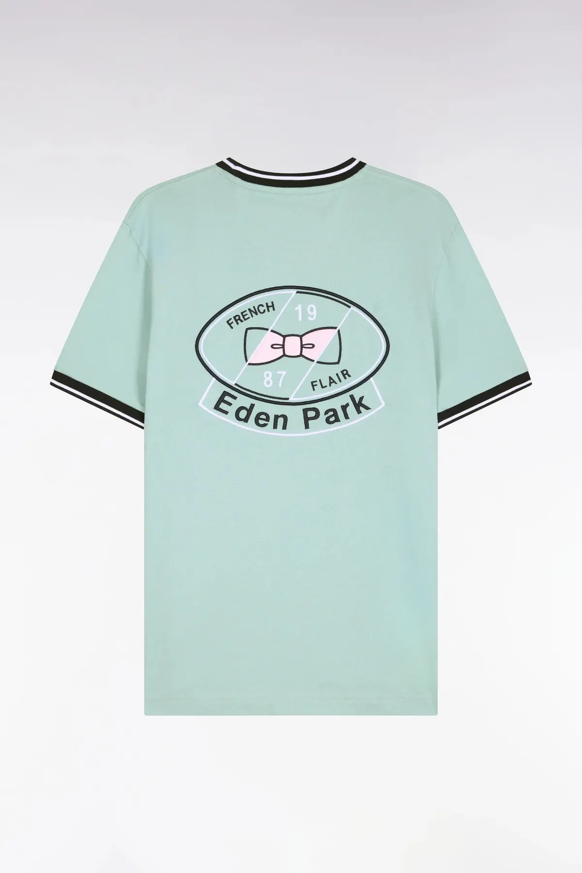 T-shirt à manches courtes en coton vert eau brodé coupe regular