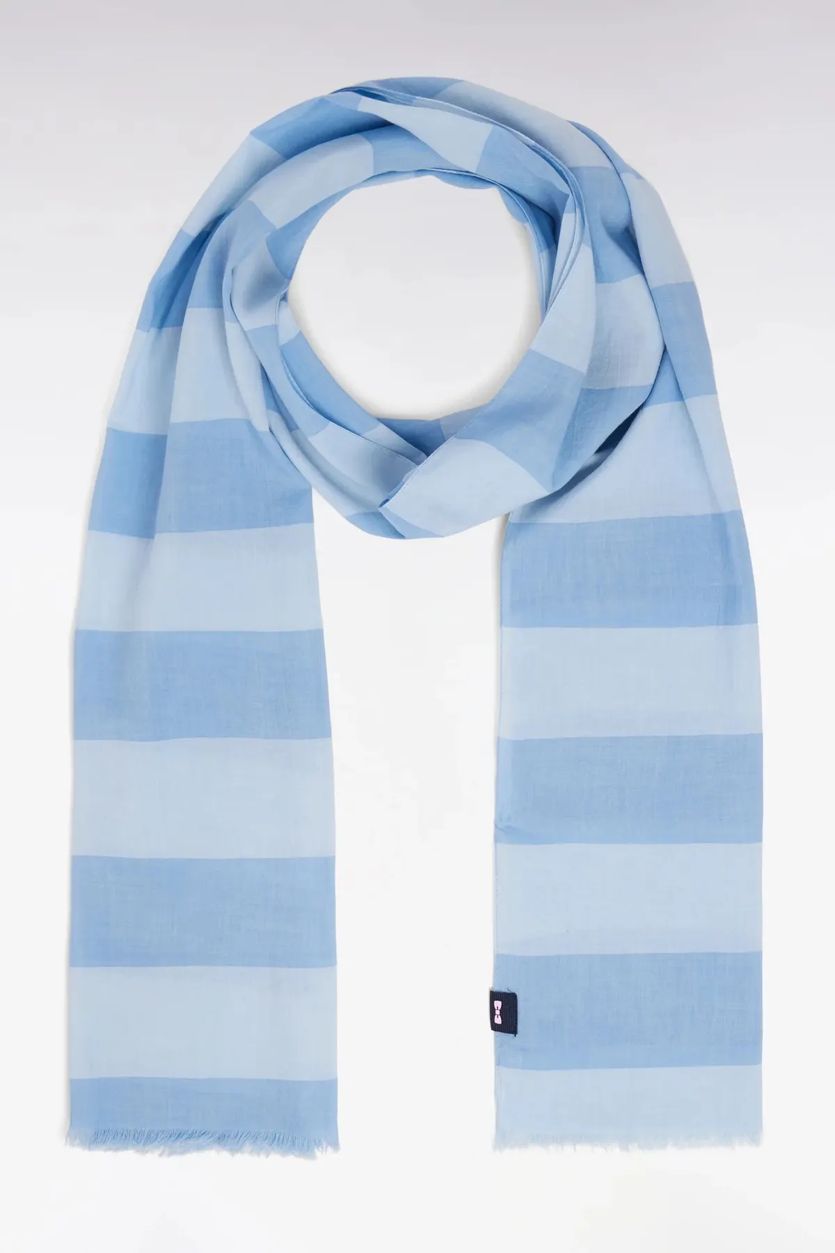 Écharpe en coton et modal à rayures ciel