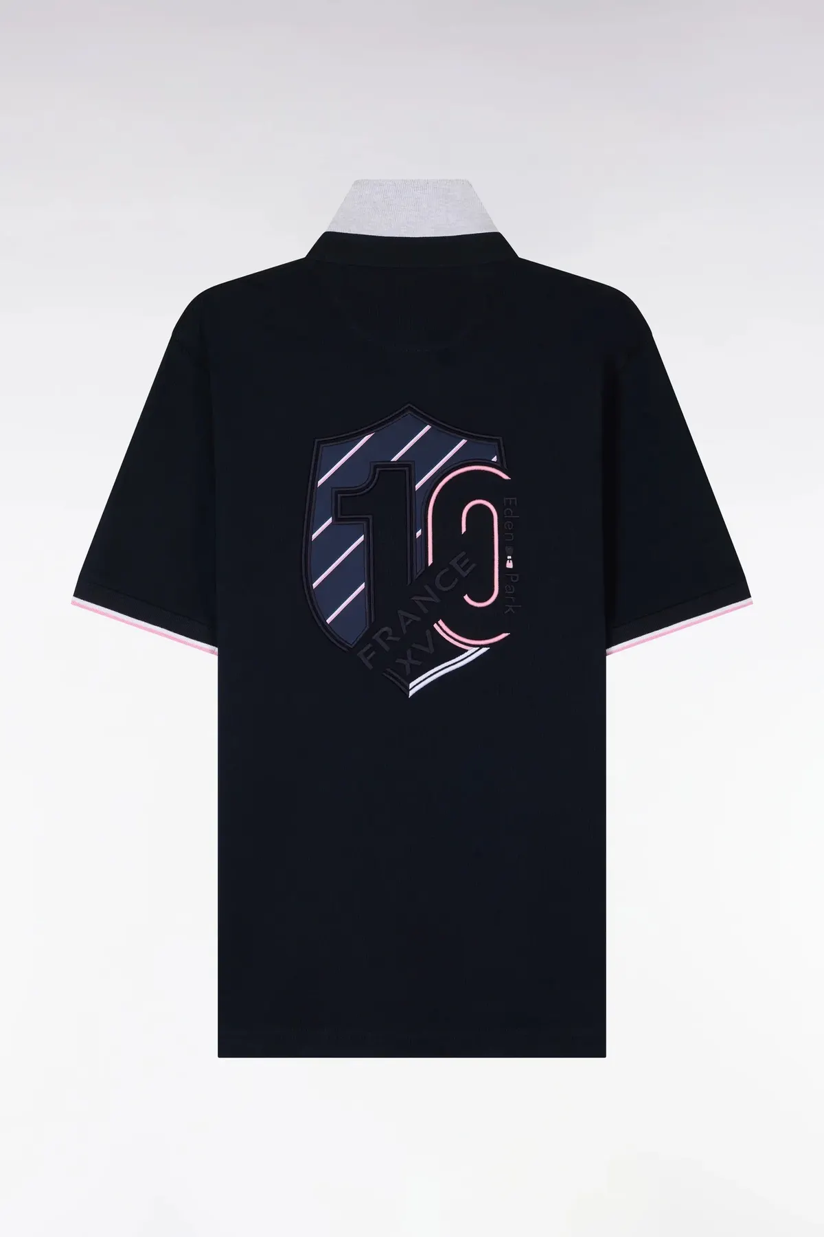 Maillot à manches courtes XV de France en coton marine brodé coupe Regular