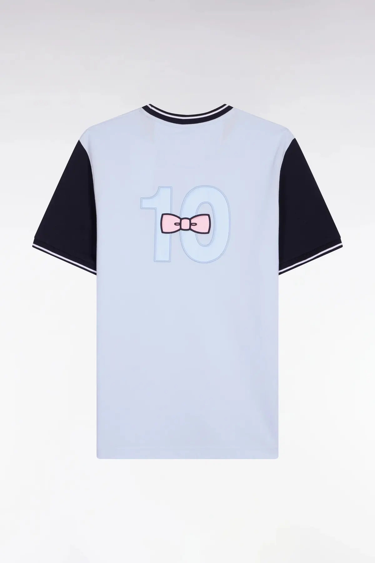 T-shirt à manches courtes en coton ciel bicolore brodé coupe regular