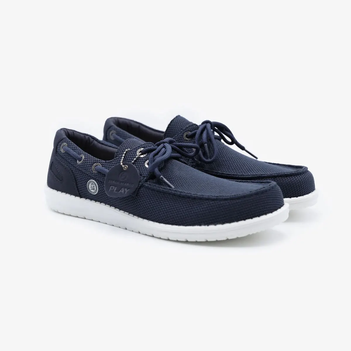 Chaussures bateau Socoa en maille stretch bleu marine
